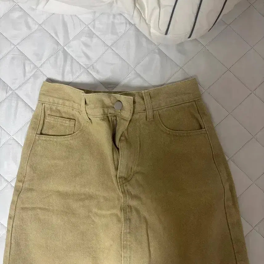 [BUNJANG] Beige Corduroy Mini Skirt / 베이지 미니스커트