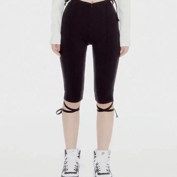[BUNJANG] YOOHEE Lace-Up Biker Shorts Black / 유희 레이스업 바이커 쇼츠 블랙