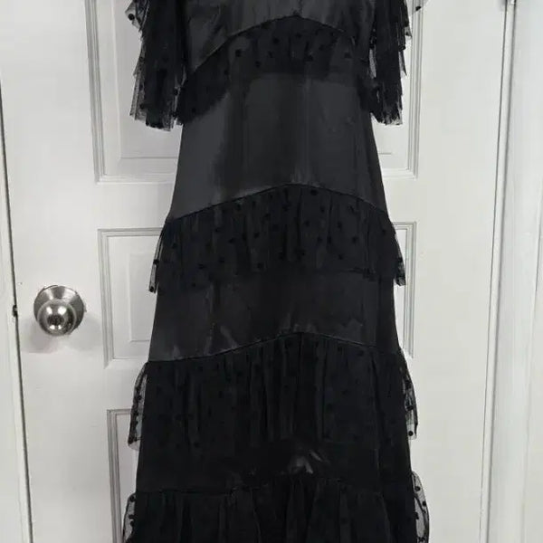 [BUNJANG] Romancic Dot Tulle Frill Long Dress / 로맨시크 도트 튤 프릴 롱원피스
