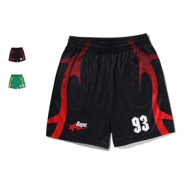 [BUNJANG] BAPE APE Flame Monogram Jacquard Relaxed Fit Football Shorts / 베이프 에이프 플레임 모노그램 자카드 릴랙스핏 풋볼 반바지
