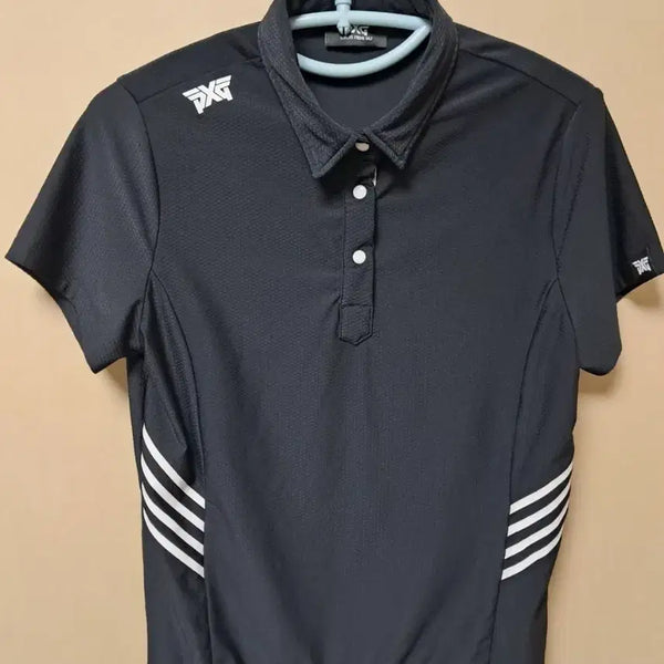 [BUNJANG] PXG Women's Golf Short Sleeve Striped Polo Shirt S / 정품 PXG 여성용 골프 사선 스트라이프 반팔 카라티 S(85~90)
