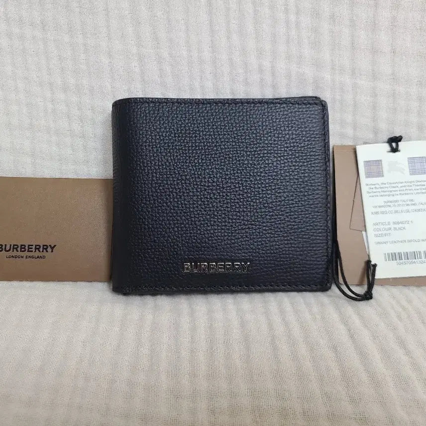 [BUNJANG] Burberry Grainy Leather Bifold Wallet Black Unused / 버버리 그레이니 레더 남성 반지갑 블랙 미사용 신품
