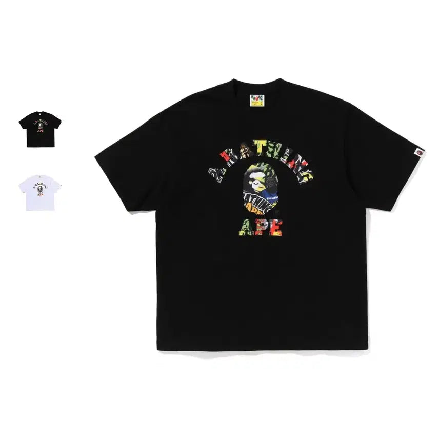 [BUNJANG] BAPE Multi Logo College Relaxed Fit Short Sleeve T-Shirt / 베이프 멀티로고 컬리지 릴랙스핏 반팔티