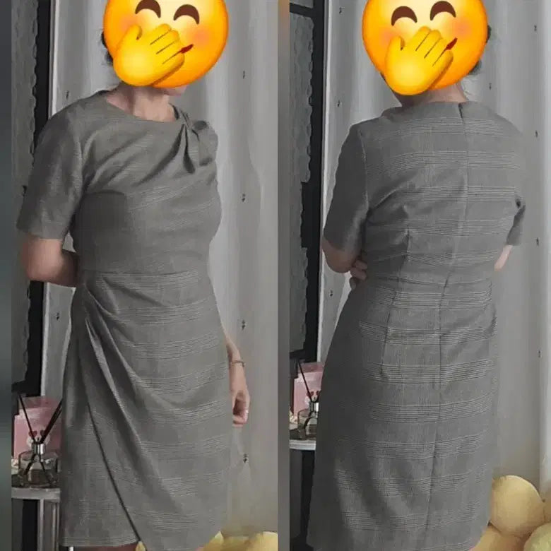 [BUNJANG] Judy Juicy Grey Check Mini Wrap Dress / 쥬시쥬디)그레이 체크 미니원피스 랩원피스 44-마른 55