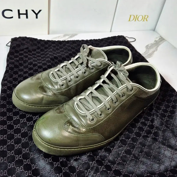 [BUNJANG] Gucci GG Green Leather Sneakers Men's Big Size 325 / (정품) 구찌 GG 그린 레더 스니커즈 남자 신발 운동화 빅싸이즈 325