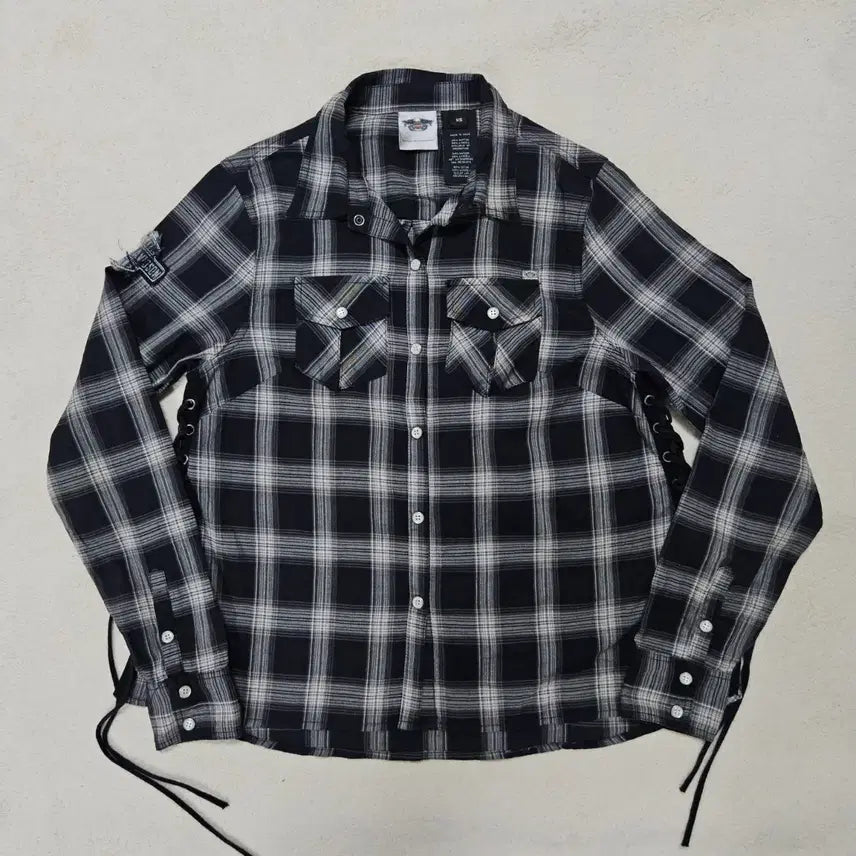 [BUNJANG] Harley-Davidson Side Lace Plaid Shirt / 할리데이비슨 사이드 레이스 플래드 셔츠 급처