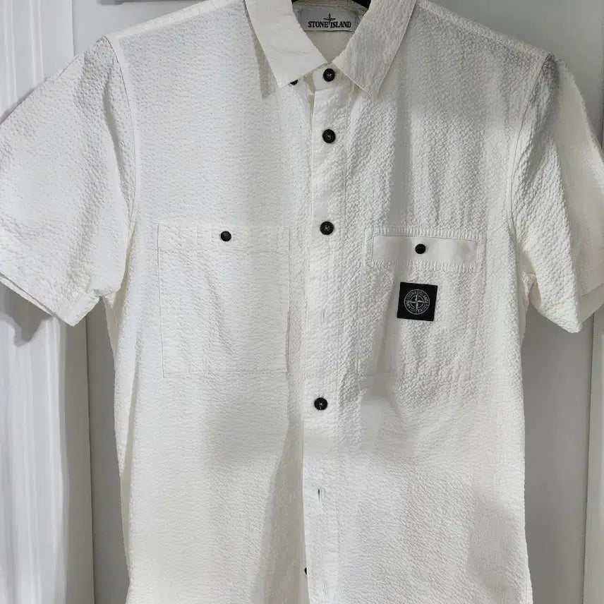 [BUNJANG] Stone Island Seersucker Short-Sleeve Shirt / 스톤아일랜드 시어서커 반팔 남방
