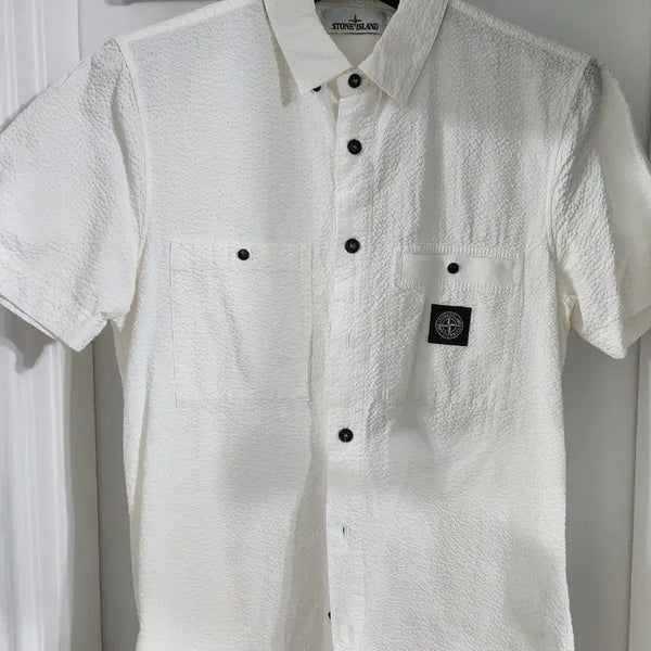 [BUNJANG] Stone Island Seersucker Short-Sleeve Shirt / 스톤아일랜드 시어서커 반팔 남방