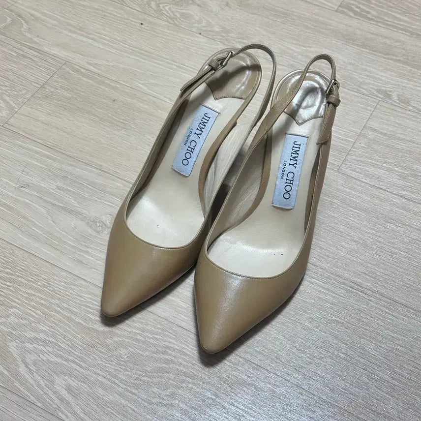 [BUNJANG] Jimmy Choo Slingback Heels Beige Leather Size 36.5 / 지미추 슬릭백 힐 베이지