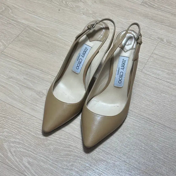 [BUNJANG] Jimmy Choo Slingback Heels Beige Leather Size 36.5 / 지미추 슬릭백 힐 베이지