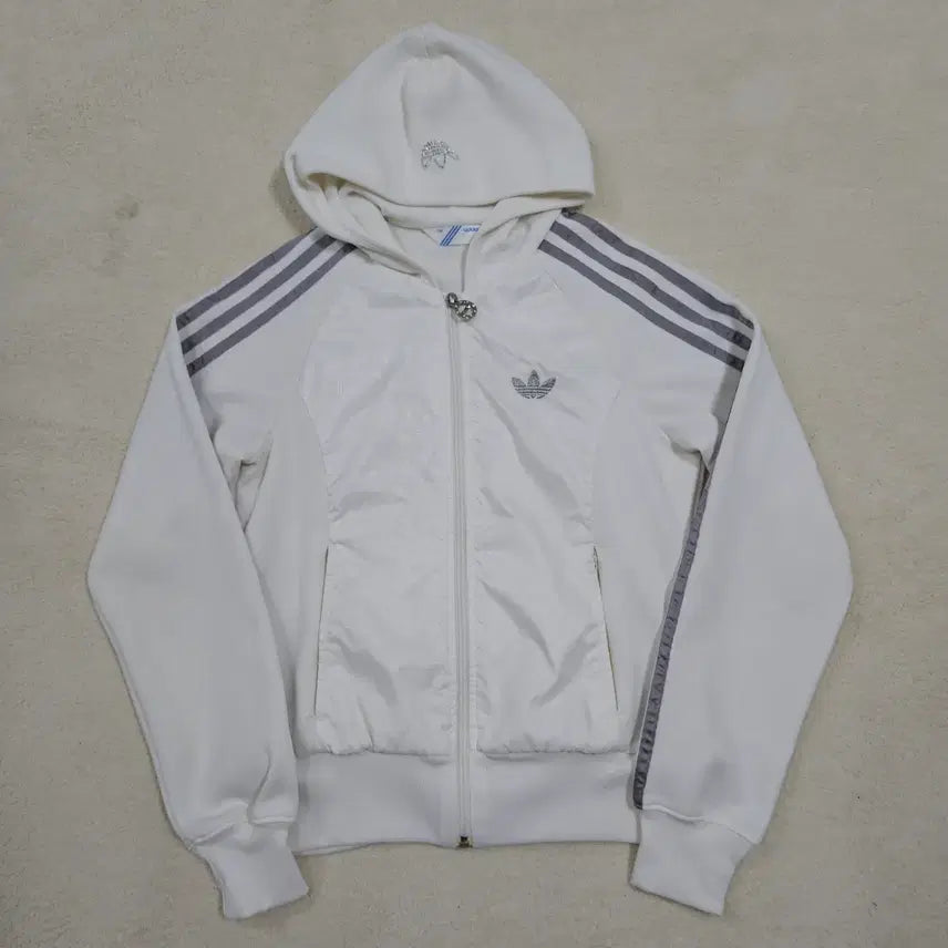 [BUNJANG] Adidas White Silver Hooded Jersey / 아디다스 화이트 실버 후드집업 져지 급처