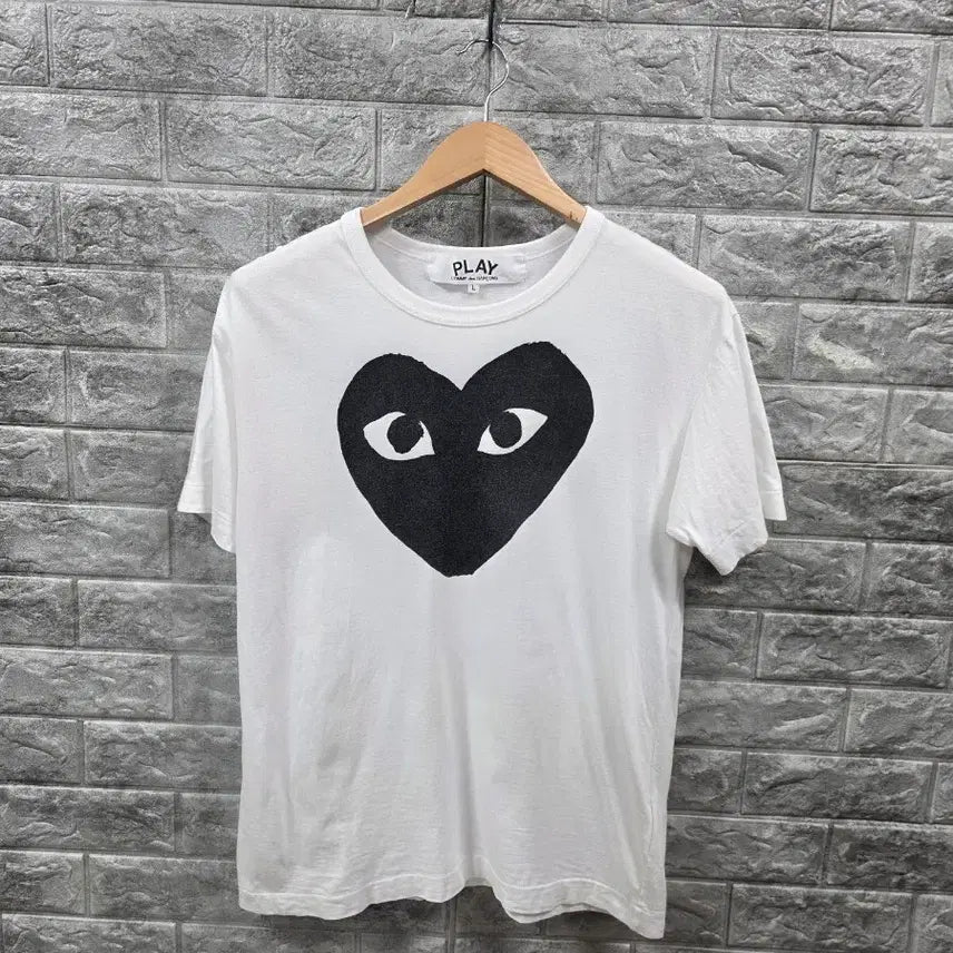 [BUNJANG] Comme des Garçons Play White Heart T-Shirt Size 100 / 꼼데가르송 플레이 반팔티 화이트 하트  사이즈 100 세탁완료