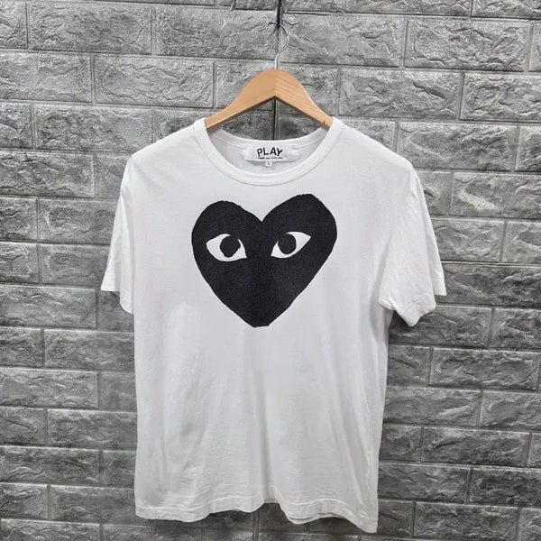 [BUNJANG] Comme des Garçons Play White Heart T-Shirt Size 100 / 꼼데가르송 플레이 반팔티 화이트 하트  사이즈 100 세탁완료