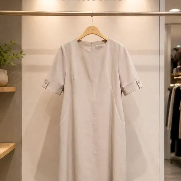 [BUNJANG] Carries Note Light Gray Short Sleeve Dress / 캐리스노트(Carries Note) 연그레이 반팔 원피스