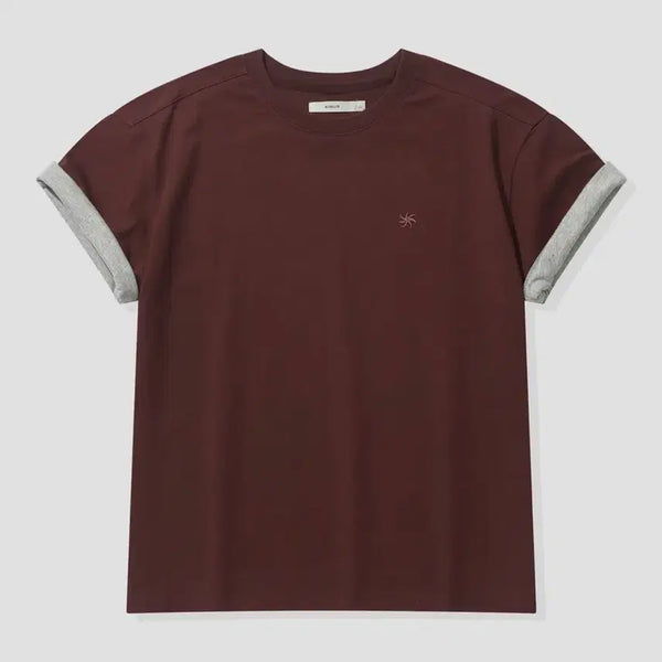 [BUNJANG] KIMUER Cropped Short Sleeve Burgundy L / 키뮤어 크롭 반팔 버건디 L