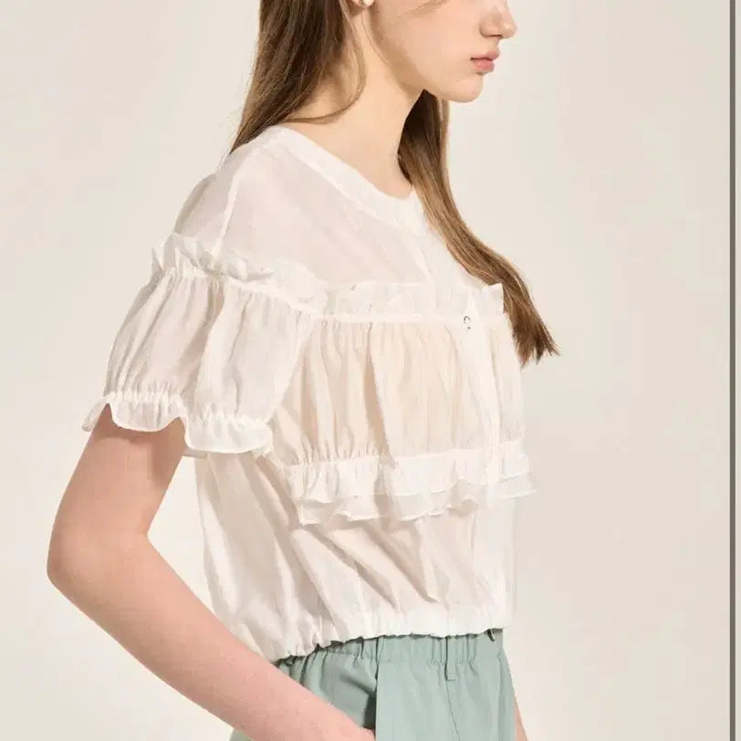 [BUNJANG] SJSJ White Frill Blouse / 한섬 sjsj 프릴 블라우스