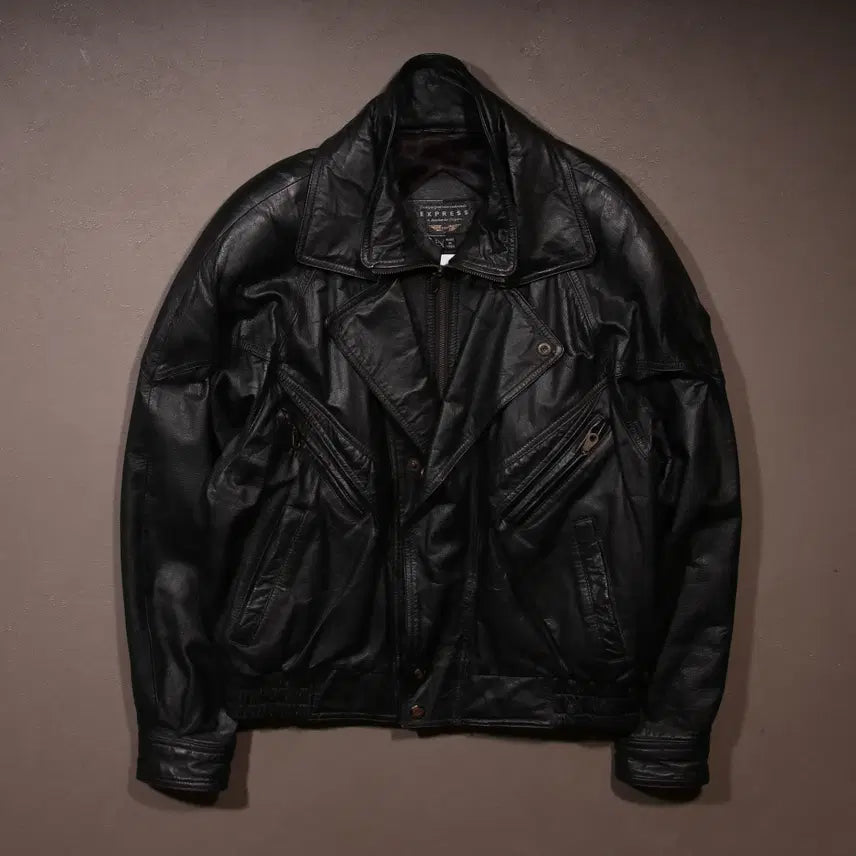 [BUNJANG] Vintage 90s Cowhide Motorcycle Bomber Jacket A401 / 90's 빈티지 소가죽 모터사이클 봄버자켓 A401