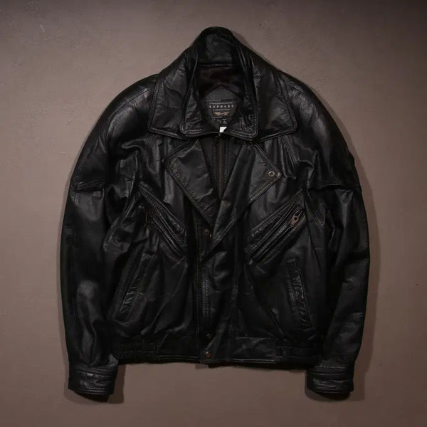 [BUNJANG] Vintage 90s Cowhide Motorcycle Bomber Jacket A401 / 90's 빈티지 소가죽 모터사이클 봄버자켓 A401