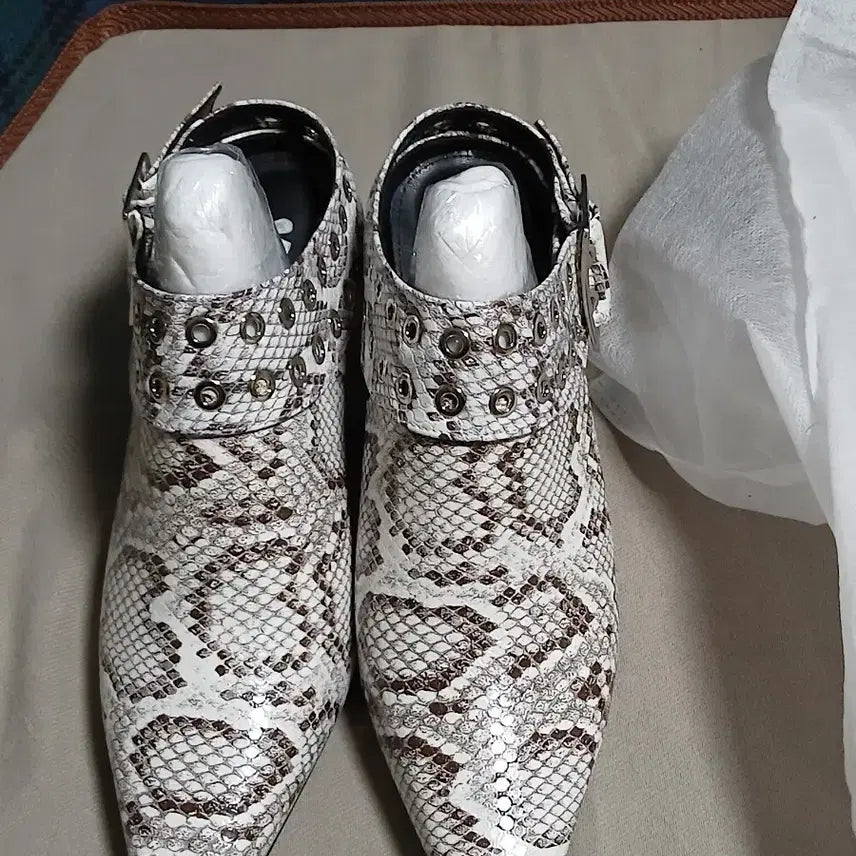 [BUNJANG] Gangjame Emily Mule Python 6cm Heels / 강자매 에밀리뮬 파이톤 6cm