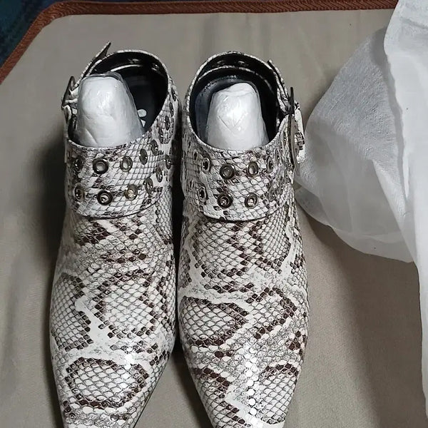 [BUNJANG] Gangjame Emily Mule Python 6cm Heels / 강자매 에밀리뮬 파이톤 6cm