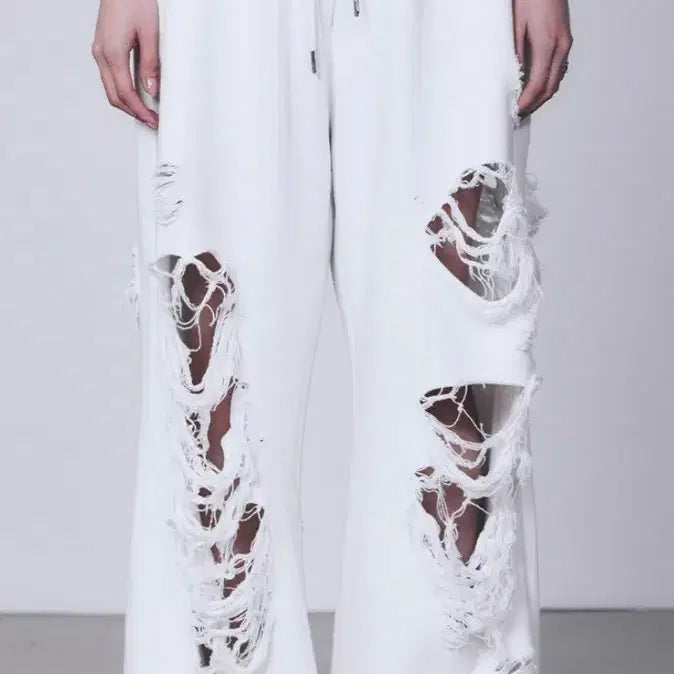 [BUNJANG] TREEMINGBIRD Scratch Damage Wide Sweatpants / 새상품)트리밍버드 스크레치 데미지 스웻팬츠
