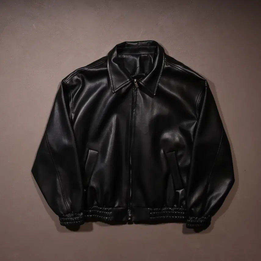 [BUNJANG] Vintage Faux Leather Blouson Jacket / 빈티지 페이크레더 블루종 자켓 A405