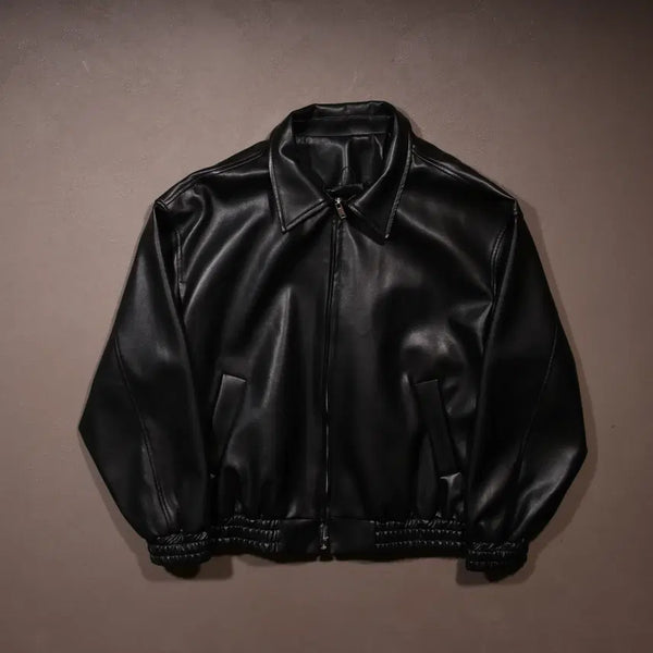 [BUNJANG] Vintage Faux Leather Blouson Jacket / 빈티지 페이크레더 블루종 자켓 A405
