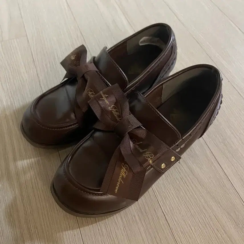 [BUNJANG] Chocolate Ribbon Loafers Brown Latte Gyaru Vintage Shoes / 초콜릿 리본 로퍼 브라운 라떼갸루 빈티지 구두 신발 로리타