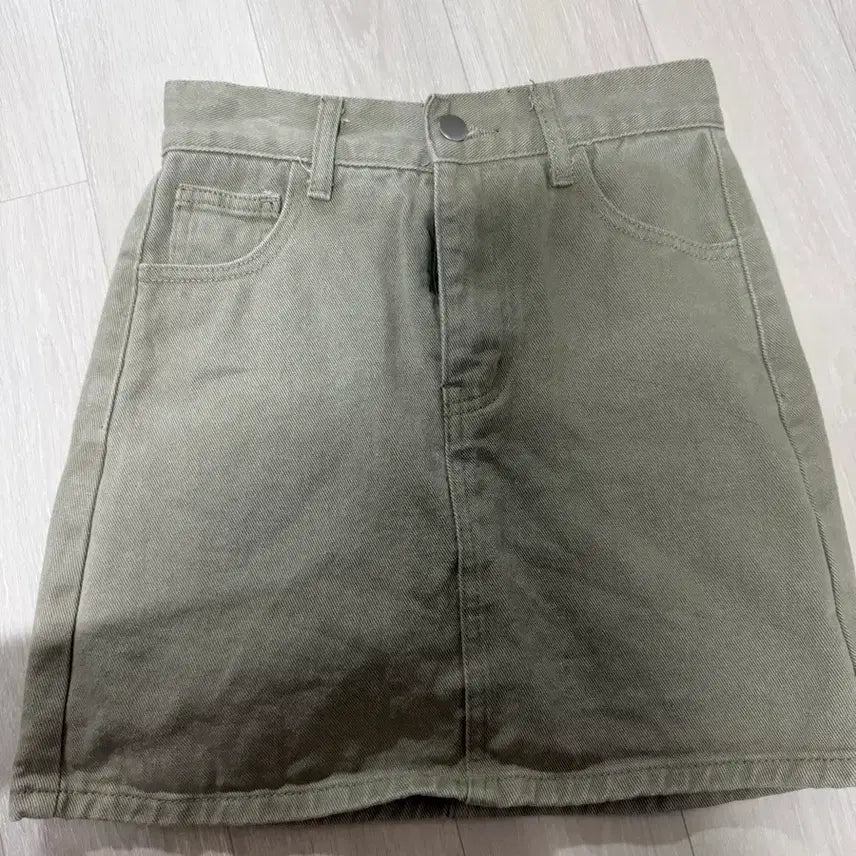 [BUNJANG] Khaki Denim Skirt / 카키색 데님 치마