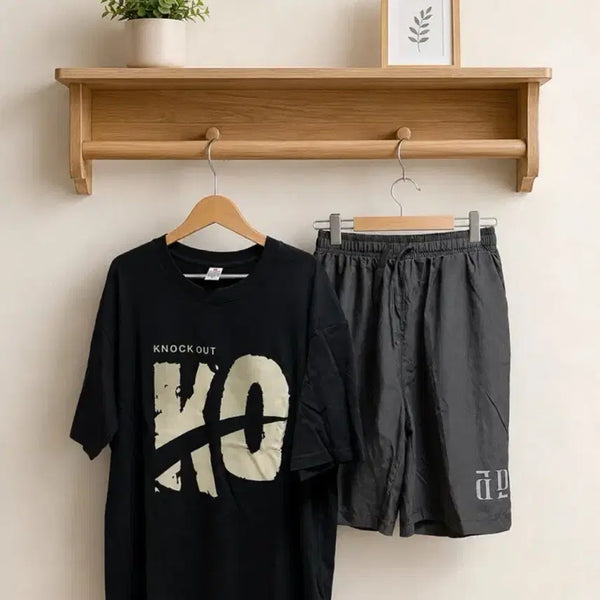 [BUNJANG] Men's Casual Short Sleeve T-Shirt and Shorts Set / 남성 상하의 세트 새상품