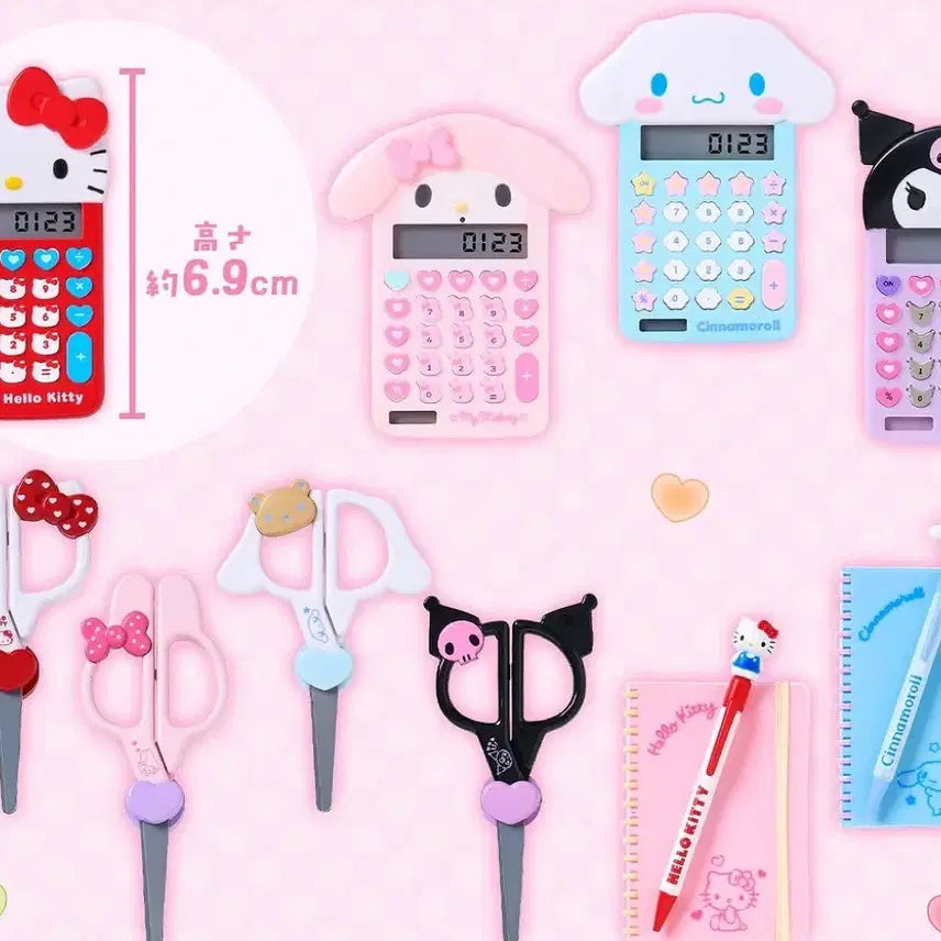 [BUNJANG] Sanrio Mini Calculator, Scissors, Notebook, Magnet Set / 산리오 미니 계산기 가위 노트 마그넷 랜덤 키티 마이멜로디 시나모롤 쿠로미 확정 가챠