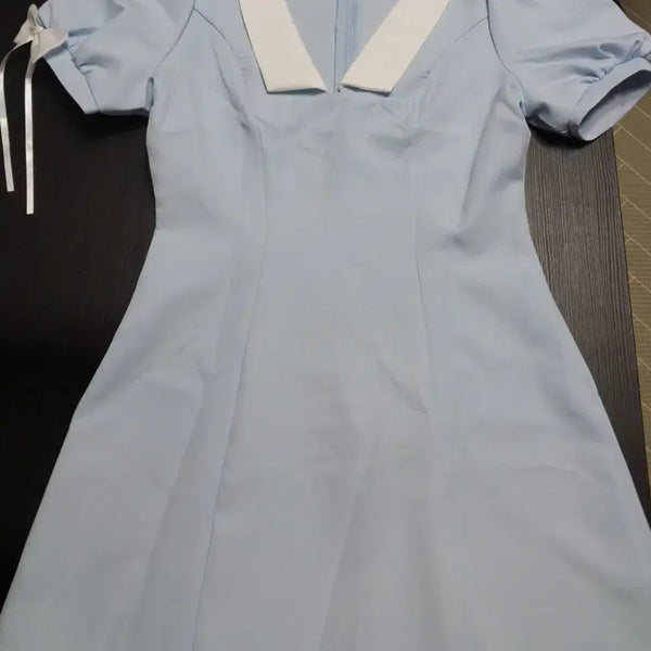 [BUNJANG] Sky Blue Ribbon Sleeve Dress (Size 55-66) / 새거)스카이블루 원피스 55~66 판매해요