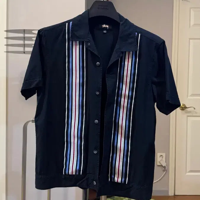 [BUNJANG] Stussy Stripe Knit Panel Shirt / [S] 스투시 Stussy 스트라이프 니트 패널 셔츠