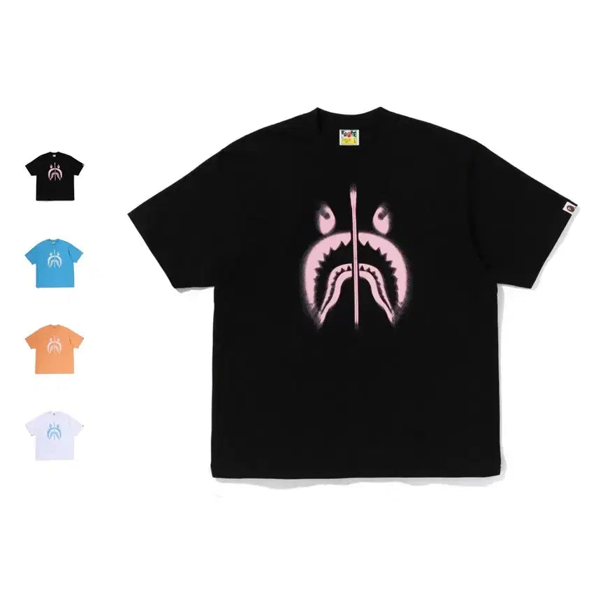[BUNJANG] BAPE Spray Shark Relaxed Fit Short Sleeve T-Shirt / 베이프 스프레이 샤크 릴랙스핏 반팔티