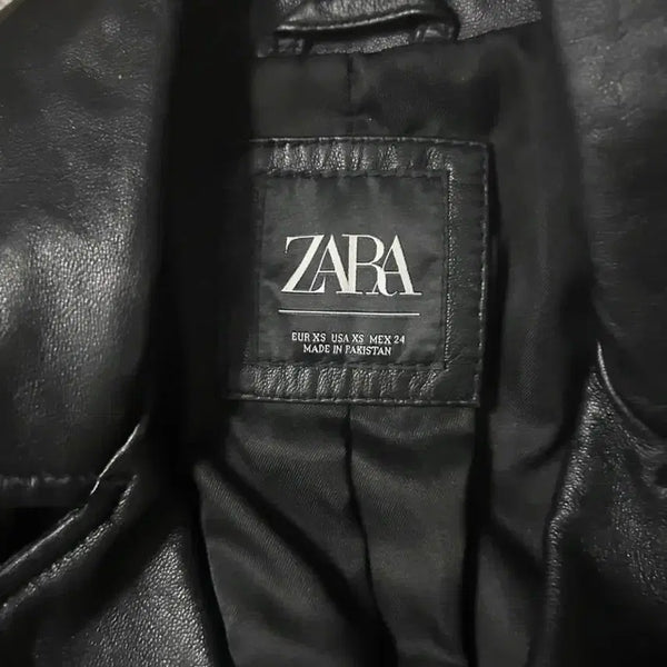 [BUNJANG] ZARA Black Leather Jacket XS / 자라 블랙 레더 자켓 XS