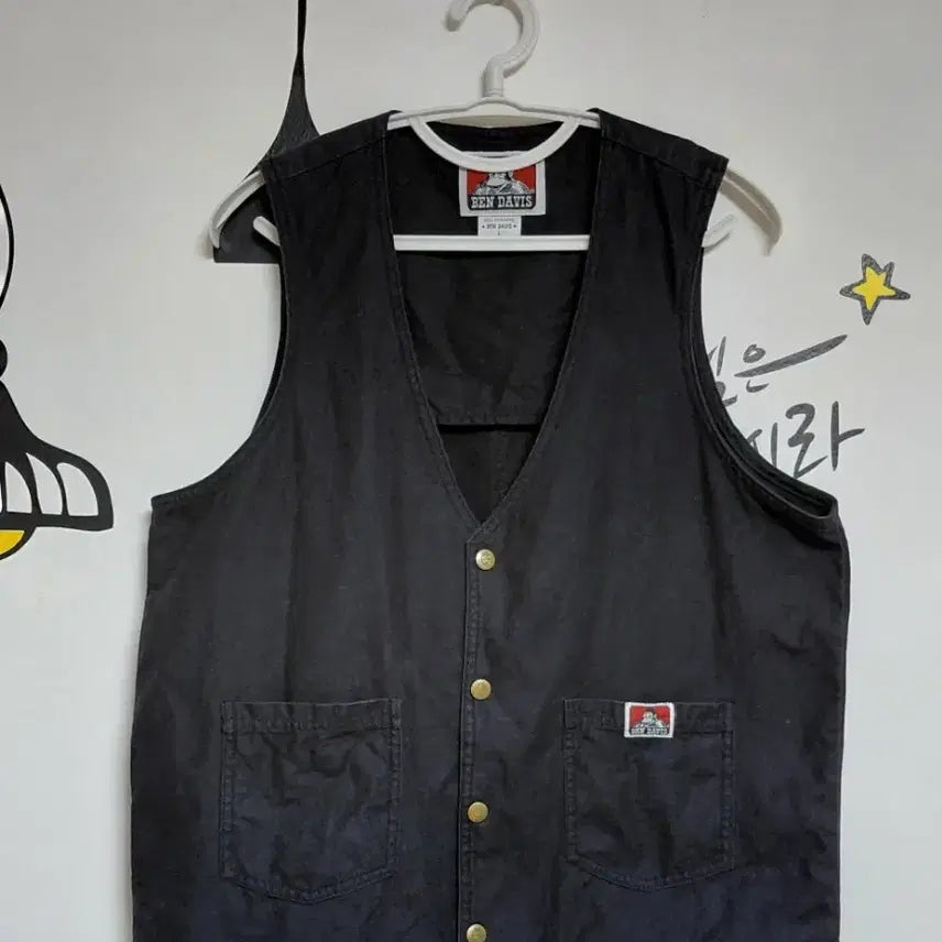 [BUNJANG] Ben Davis Cotton Work Vest Black / [L] 벤데이비스(Ben Davis) 코튼 워크 베스트 블랙