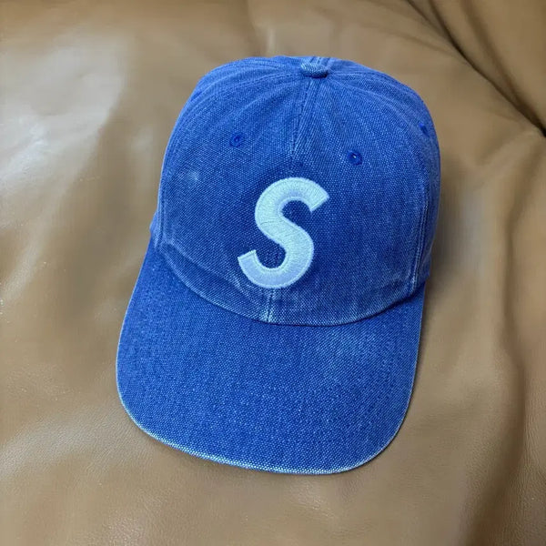 [BUNJANG] Supreme S Logo 6-Panel Pigment Canvas Cap Navy 23SS / 슈프림 S로고 6패널 볼캡 모자 피그먼트 캔버스 네이비 23SS