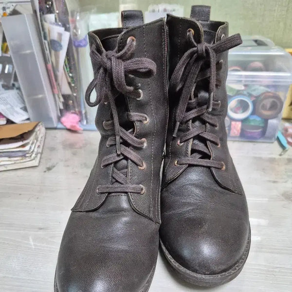 [BUNJANG] Chunky Heel Walker Boots Dark Brown / 통굽 워커 부츠 다크 브라운