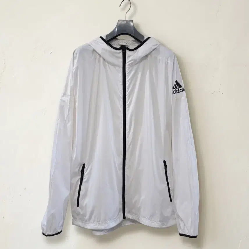[BUNJANG] Adidas White Windbreaker Jacket 2XL / 아디다스 바람막이 화이트 2XL