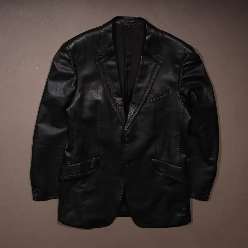 [BUNJANG] Vintage Cowhide Leather Blazer / 빈티지 소가죽 블레이저 A414