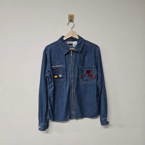 [BUNJANG] Disney Mickey Mouse Women's Denim Zip-Up Jacket / 디즈니 미키마우스 여자 데님 집업 자켓