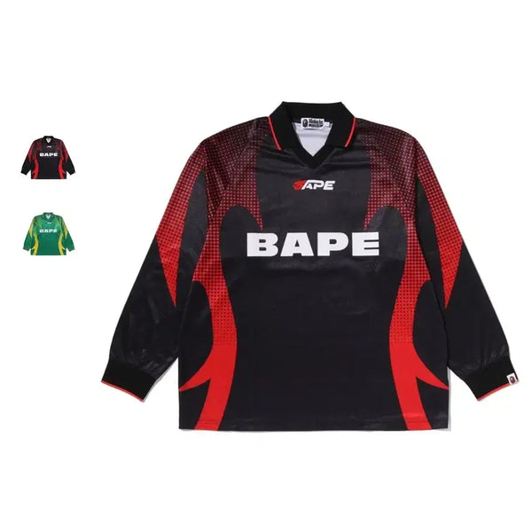 [BUNJANG] BAPE Flame Monogram Jacquard Logo Football Jersey / 베이프 에이프 플레임 모노그램 자카드 로고 풋볼 저지