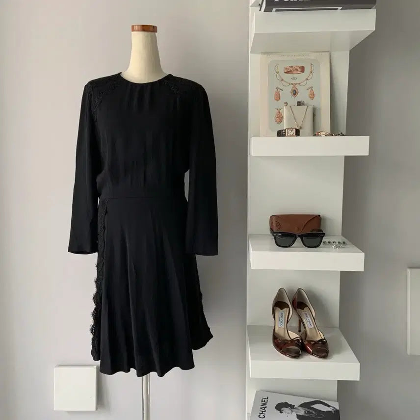 [BUNJANG] Sandro Lace Detail Black Dress / [55] 산드로(sandro) 레이스 포인트 블랙 원피스
