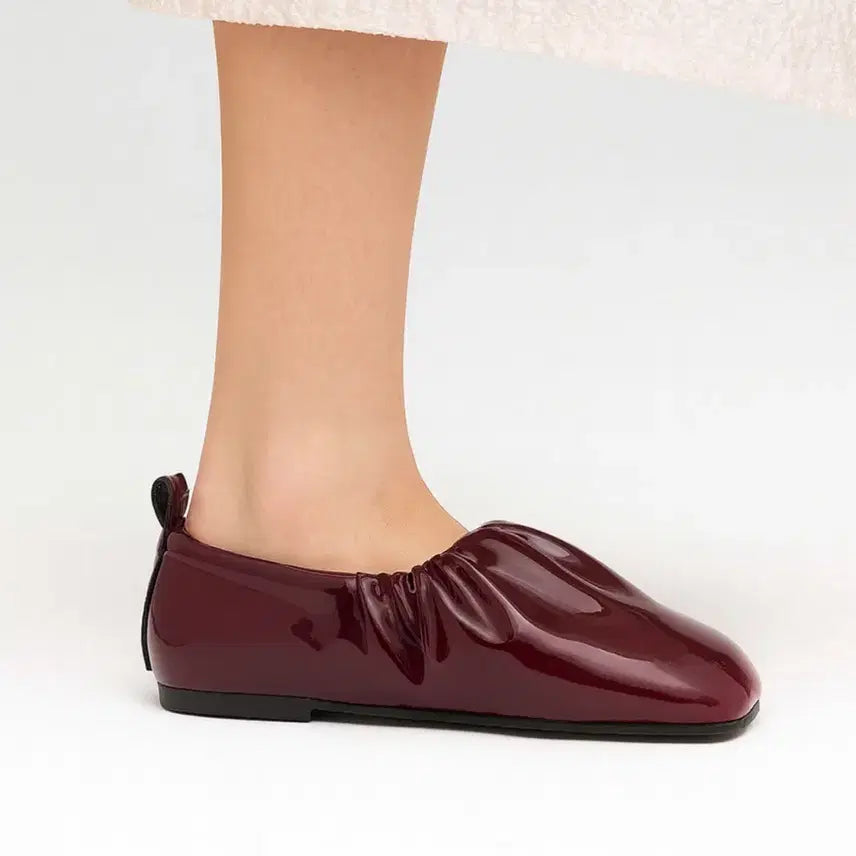 [BUNJANG] YUME YUME Wrinkle Flats Burgundy / 새상품) 유메유메 링클 플랫 버건디