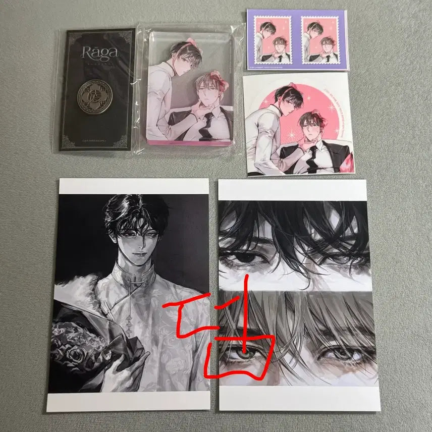 [BUNJANG] Raga Shinsu Glass Acrylic Block & Ringa Badge Set / 패션 라가 신루 유리 생일 아크릴 블럭 링가 뱃지 판매 양도 합니다