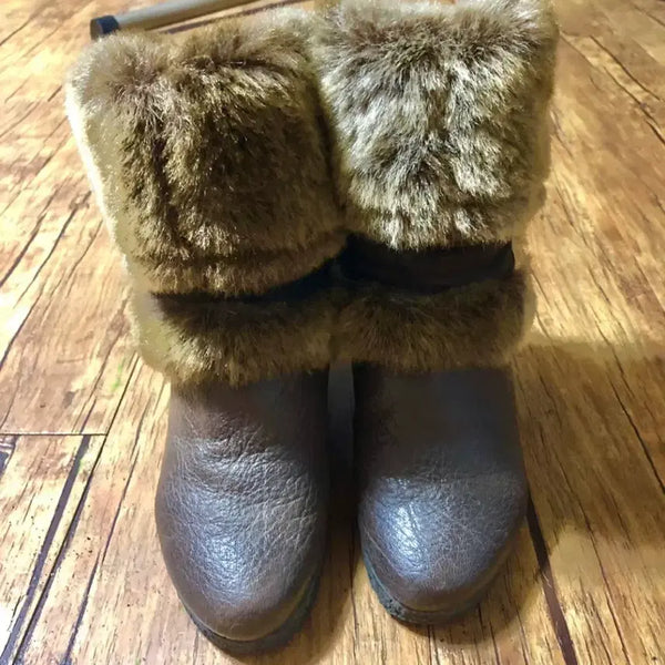 [BUNJANG] Stonefly Italian Imported Brown Fur Wedge Boots / 이탈리아 수입브랜드 스톤플라이 브라운 퍼 부츠 230mm 굽7센티
