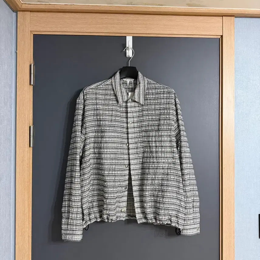 [BUNJANG] Time Homme 26SS Sheer Stripe Drawstring Shirt Size 105 / 타임옴므 / 26ss 시어 스트라이프 드로우스트링 셔츠 / 105