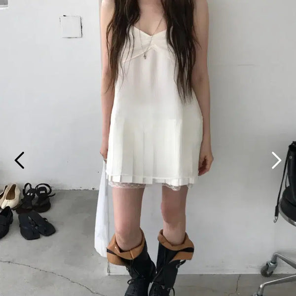 [BUNJANG] Nuese Sally Pleats Dress Ivory / 누즈 nuese 샐리 플리츠 원피스 아이보리