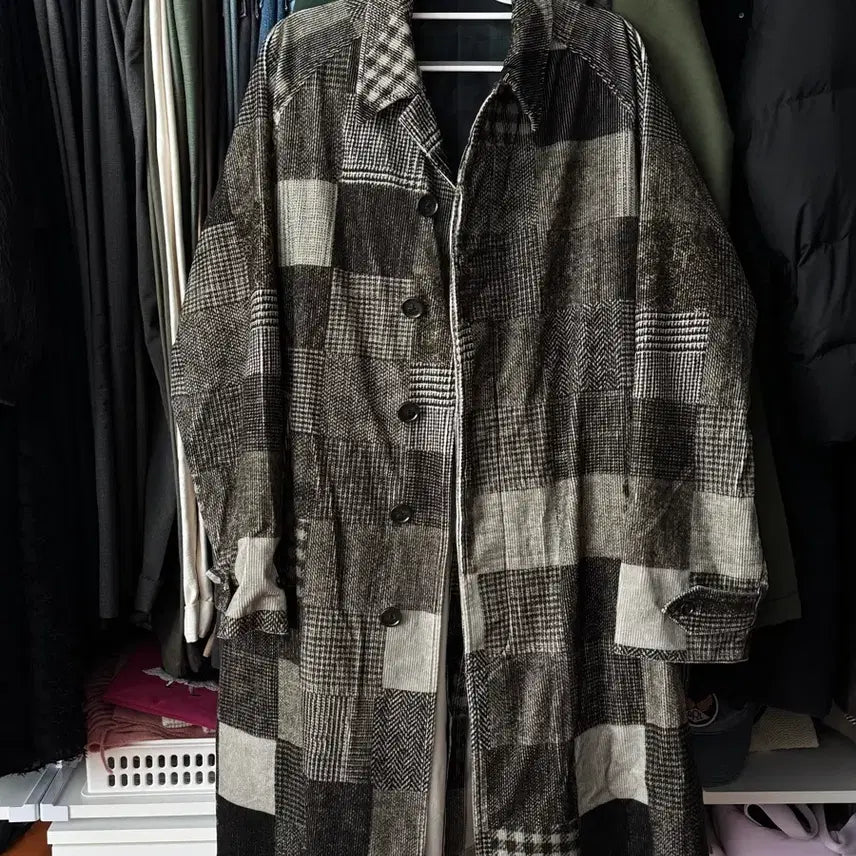 [BUNJANG] Beams Plus Patchwork Balmacaan Coat XL / 빔즈플러스 패치워크 발마칸 xl