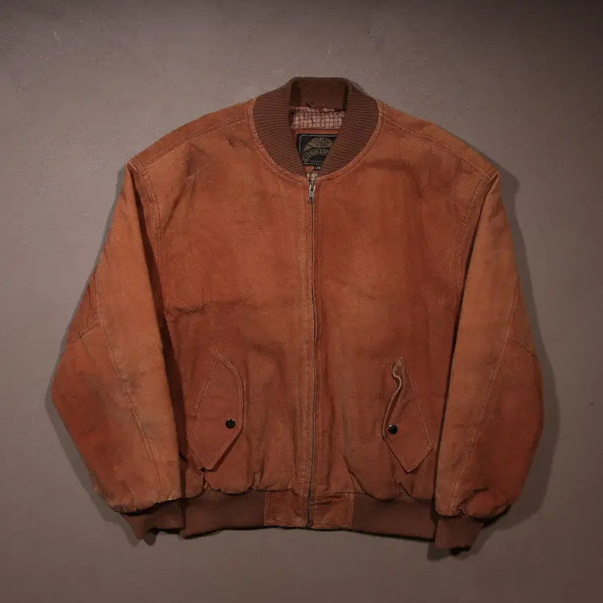 [BUNJANG] Vintage Pigskin Leather Blouson Zip-Up Jacket / 빈티지 돈피 레더 블루종 집업자켓 A422